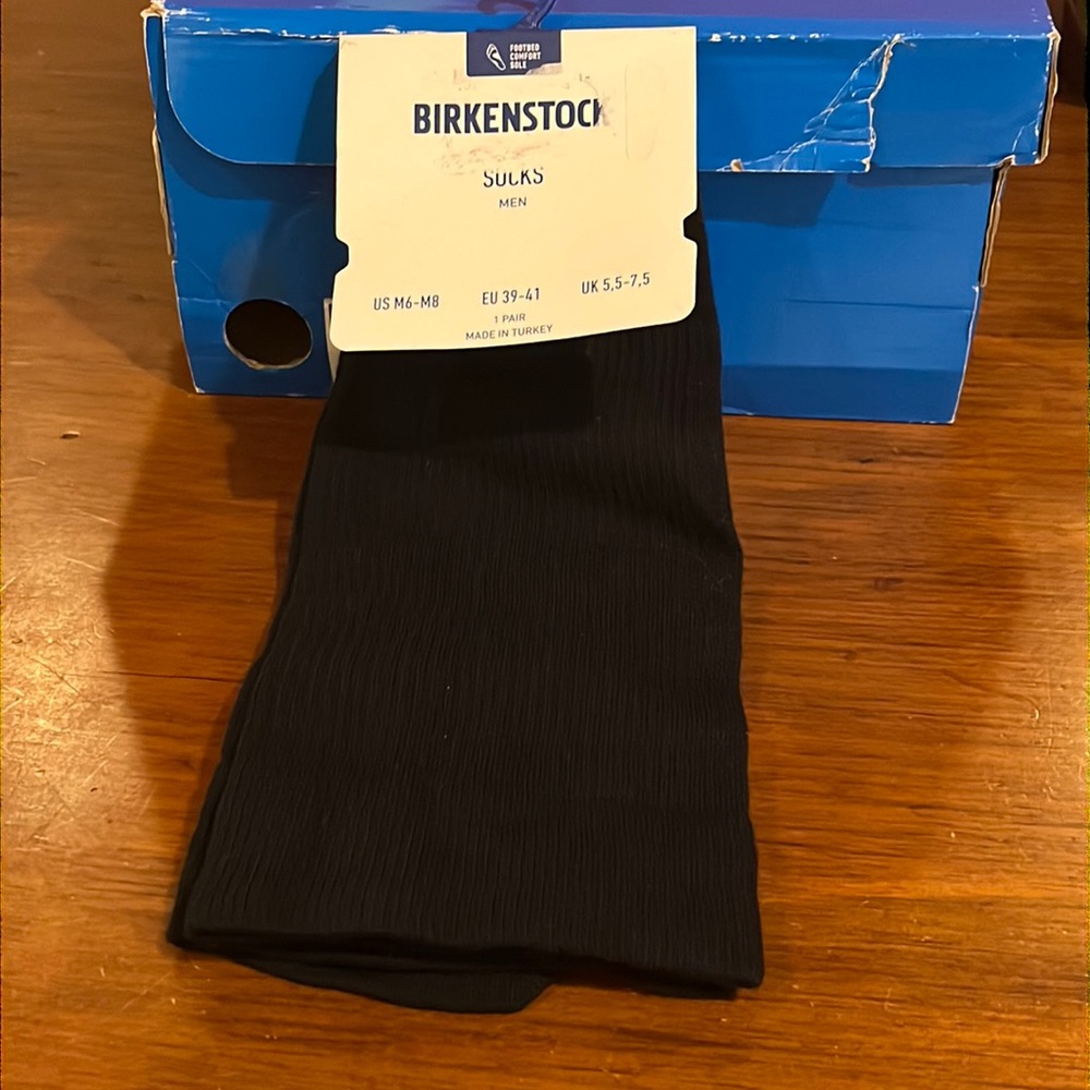 Birkenstock Support sole Socks black footbed comfort Mens 6-8 Made In Turkey new